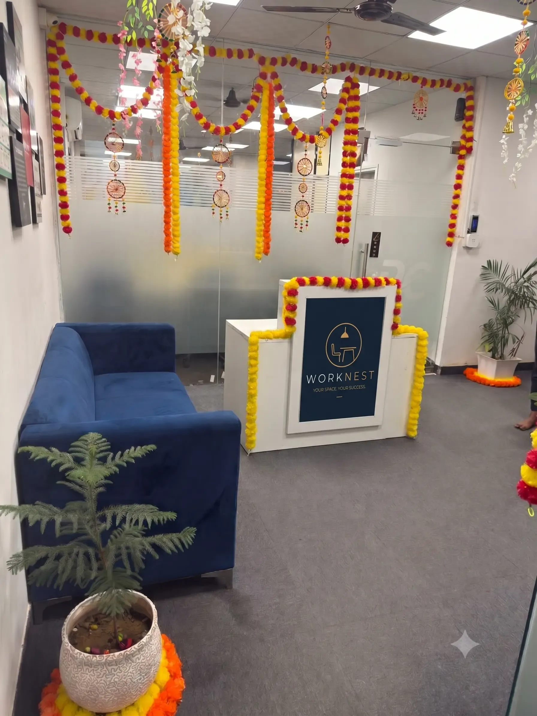 Reception desk at WorkNest, Mansarovar, Jaipur